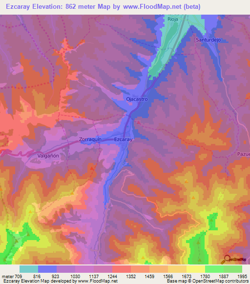 Ezcaray,Spain Elevation Map