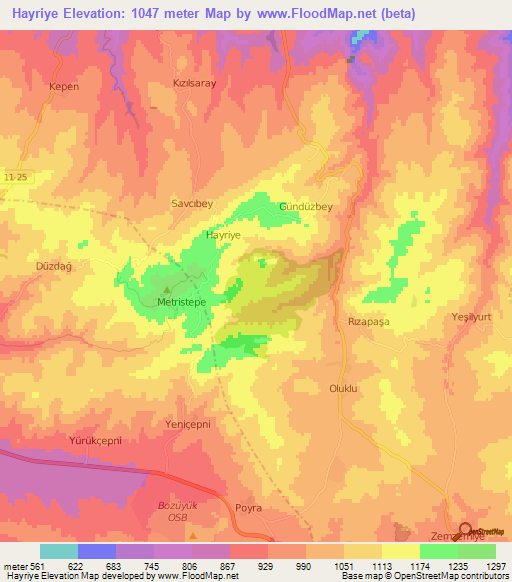 Hayriye,Turkey Elevation Map