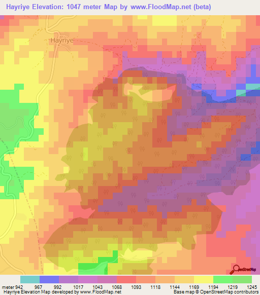 Hayriye,Turkey Elevation Map