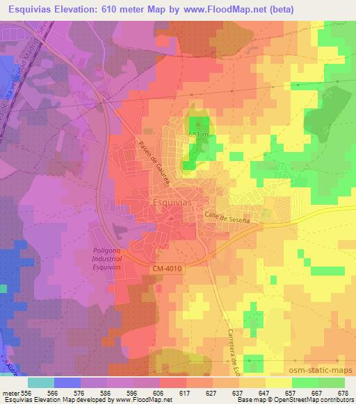 Esquivias,Spain Elevation Map