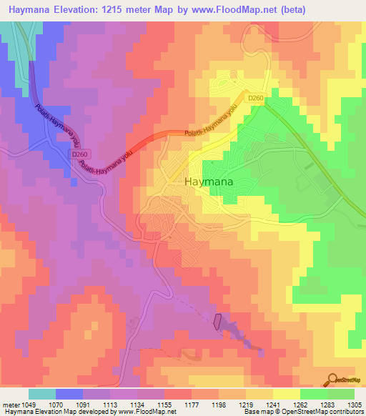 Haymana,Turkey Elevation Map