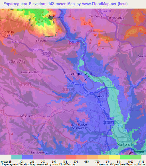 Esparreguera,Spain Elevation Map