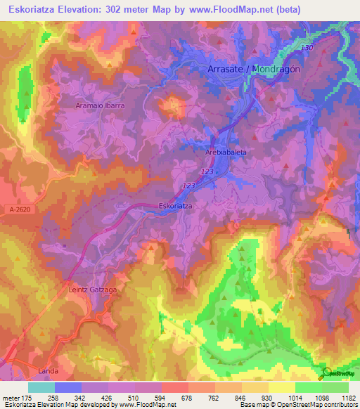 Eskoriatza,Spain Elevation Map