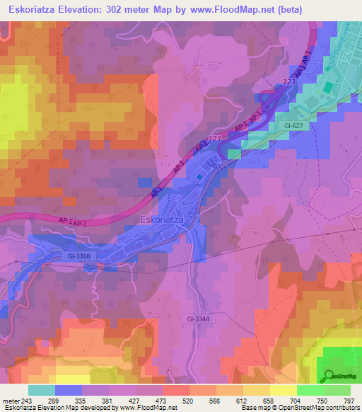 Eskoriatza,Spain Elevation Map