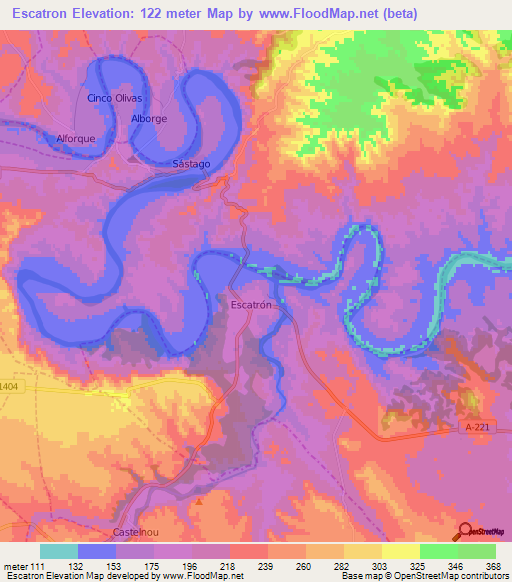 Escatron,Spain Elevation Map