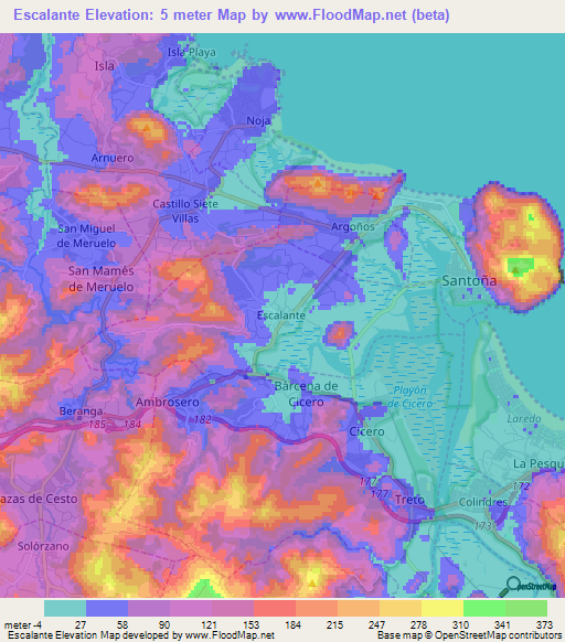 Escalante,Spain Elevation Map