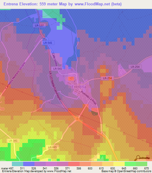 Entrena,Spain Elevation Map