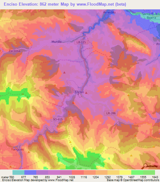 Enciso,Spain Elevation Map