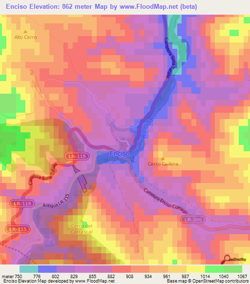 Enciso,Spain Elevation Map