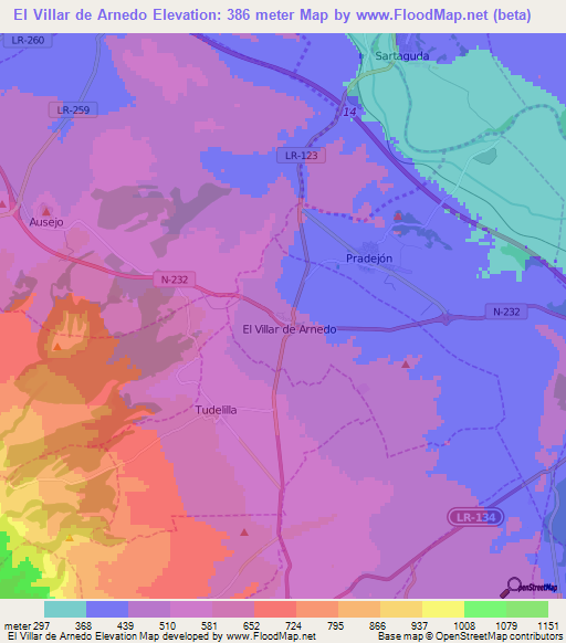 El Villar de Arnedo,Spain Elevation Map