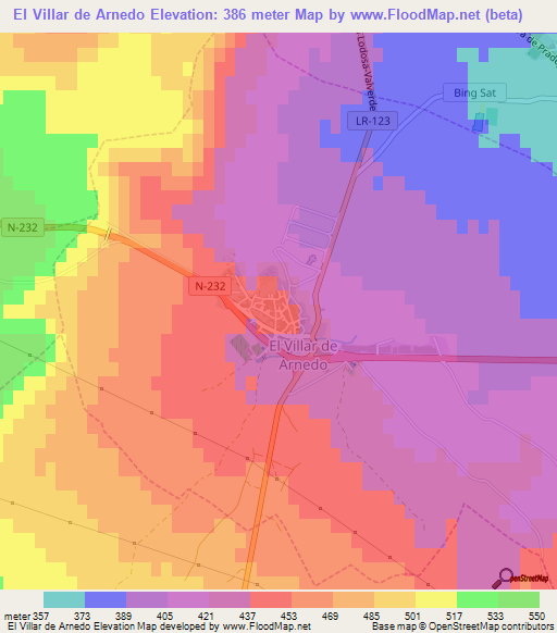 El Villar de Arnedo,Spain Elevation Map