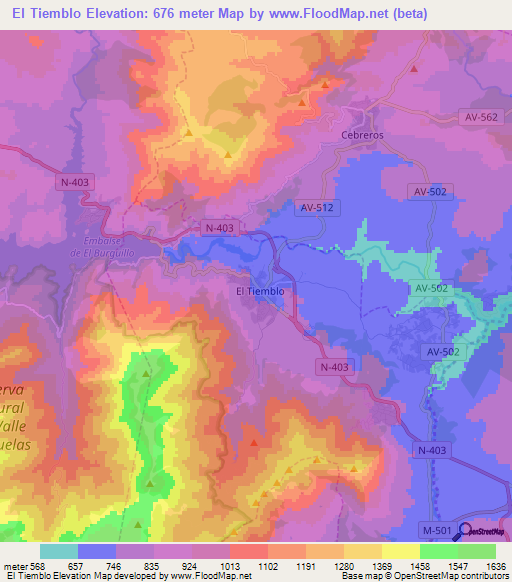 El Tiemblo,Spain Elevation Map