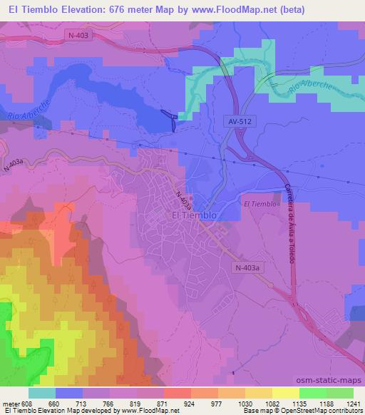 El Tiemblo,Spain Elevation Map