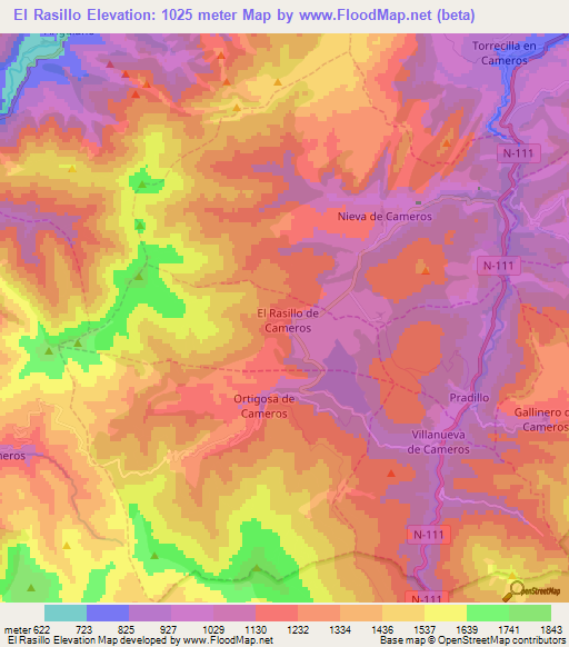 El Rasillo,Spain Elevation Map