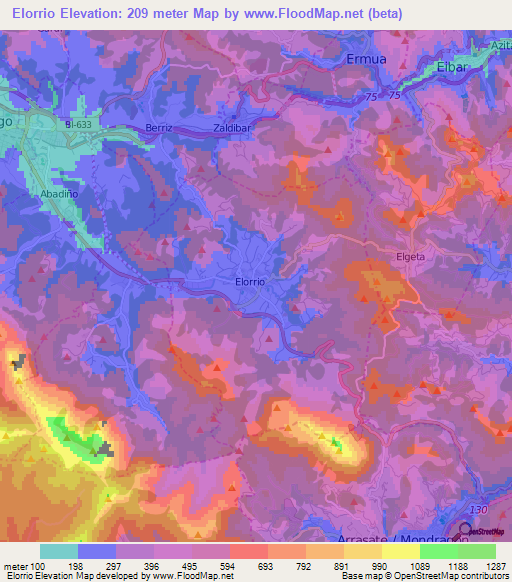 Elorrio,Spain Elevation Map