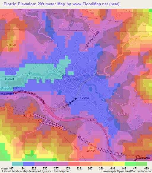 Elorrio,Spain Elevation Map