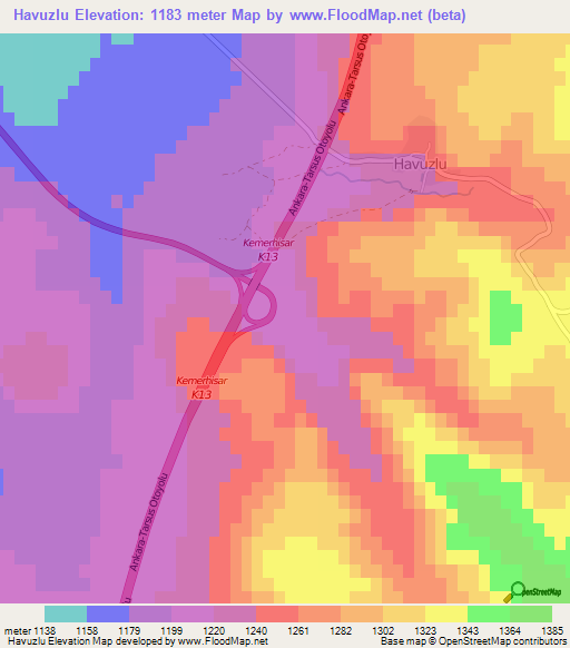 Havuzlu,Turkey Elevation Map