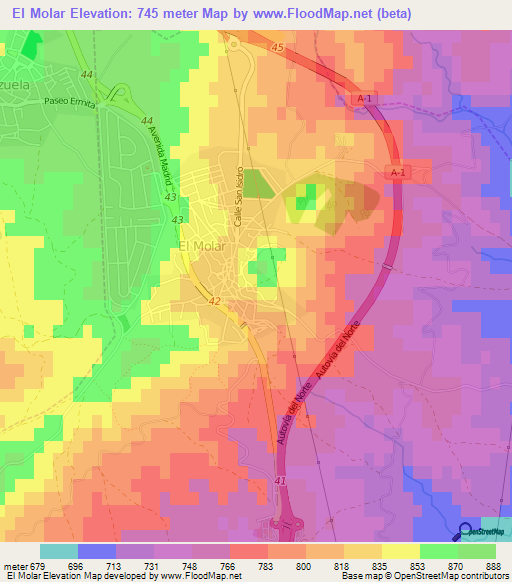 El Molar,Spain Elevation Map