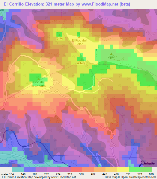 El Corrillo,Spain Elevation Map