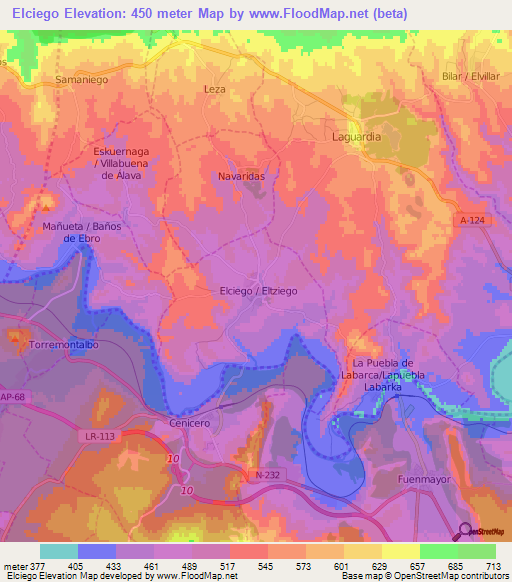 Elciego,Spain Elevation Map