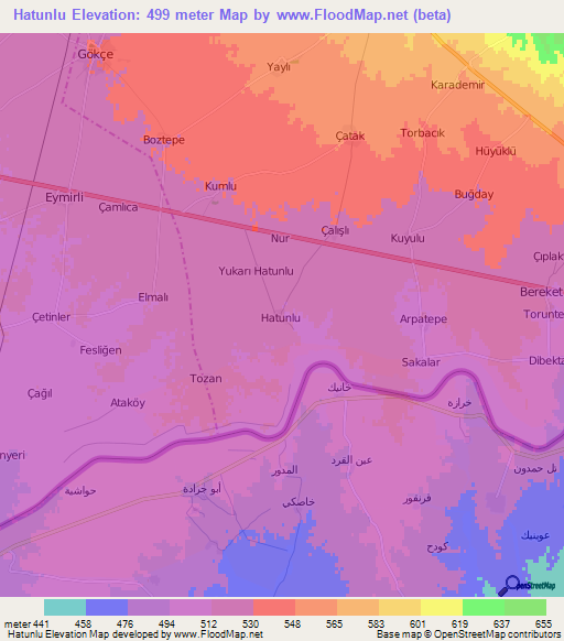 Hatunlu,Turkey Elevation Map