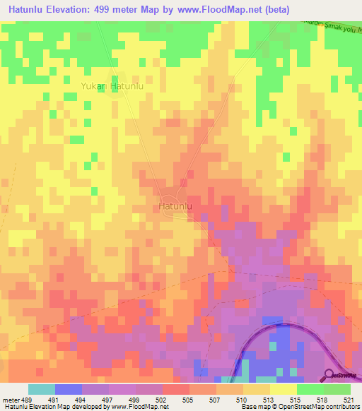 Hatunlu,Turkey Elevation Map