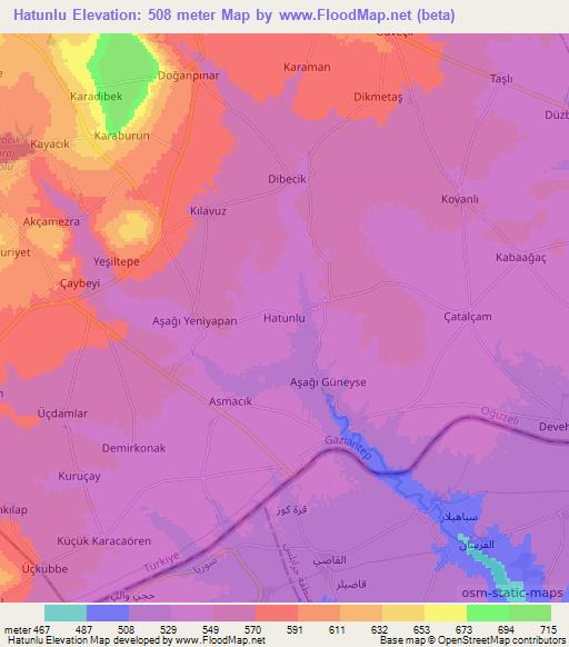 Hatunlu,Turkey Elevation Map