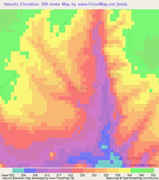 Hatunlu,Turkey Elevation Map