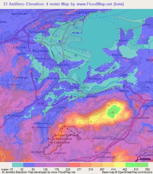 El Astillero,Spain Elevation Map