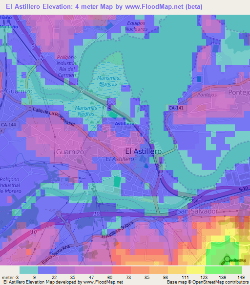 El Astillero,Spain Elevation Map