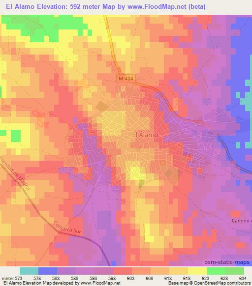 El Alamo,Spain Elevation Map