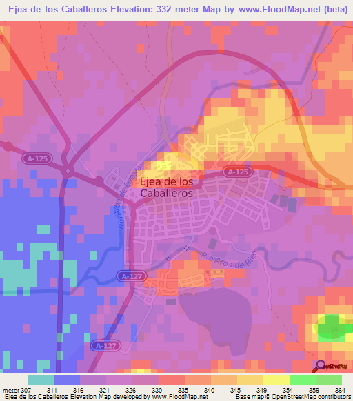 Ejea de los Caballeros,Spain Elevation Map