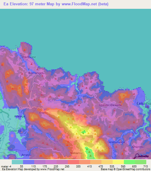 Ea,Spain Elevation Map