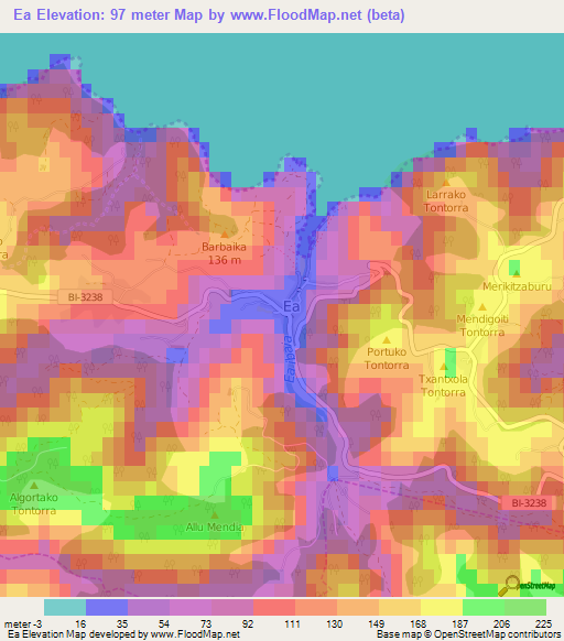 Ea,Spain Elevation Map