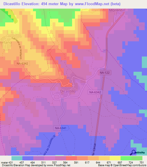 Dicastillo,Spain Elevation Map