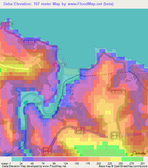 Deba,Spain Elevation Map