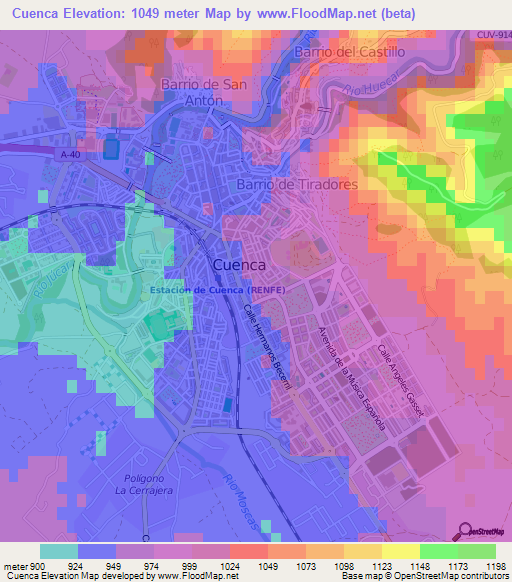 Cuenca,Spain Elevation Map