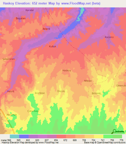 Haskoy,Turkey Elevation Map