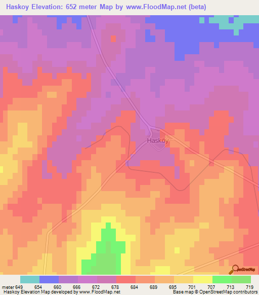 Haskoy,Turkey Elevation Map