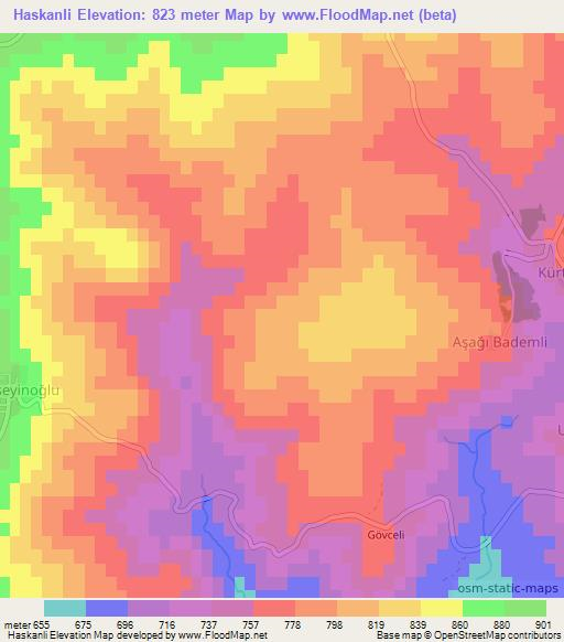 Haskanli,Turkey Elevation Map