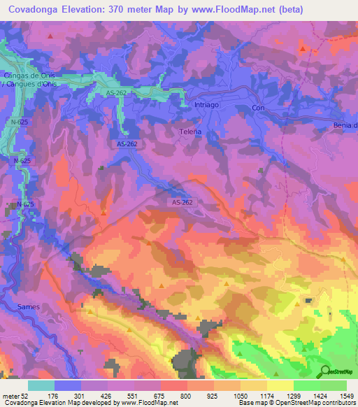 Covadonga,Spain Elevation Map