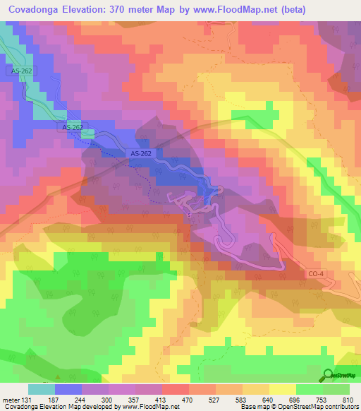 Covadonga,Spain Elevation Map