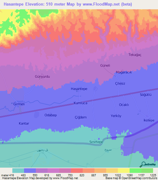 Hasantepe,Turkey Elevation Map