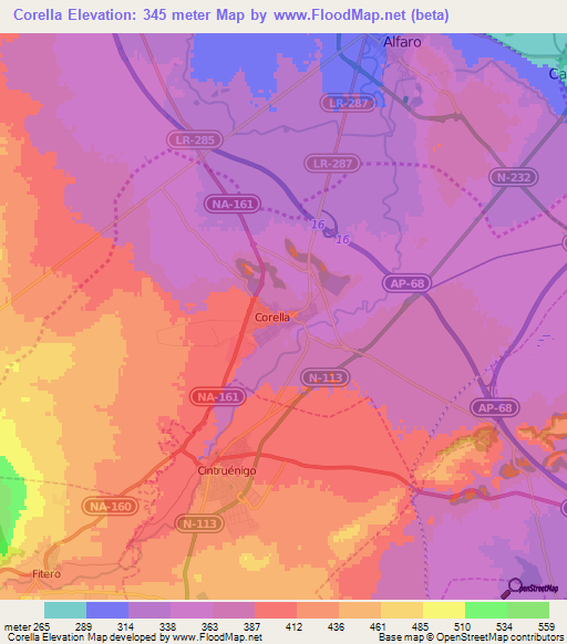 Corella,Spain Elevation Map
