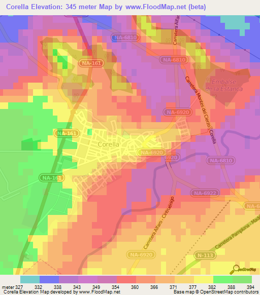 Corella,Spain Elevation Map