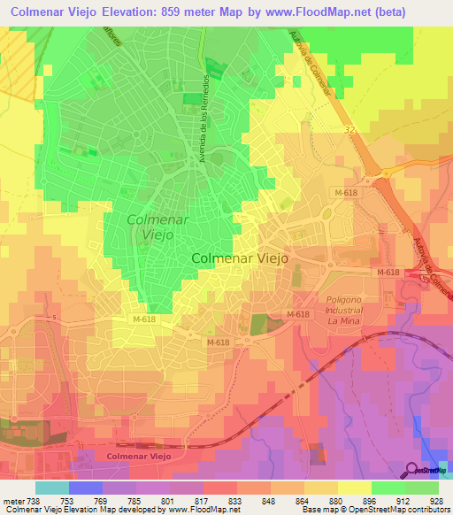 Colmenar Viejo,Spain Elevation Map