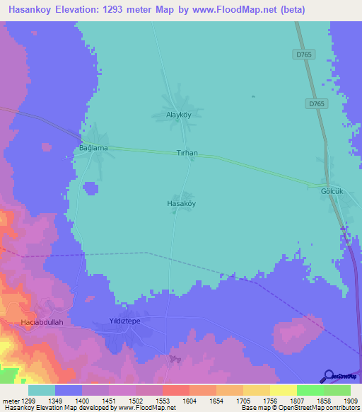 Hasankoy,Turkey Elevation Map