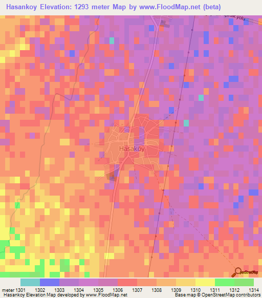 Hasankoy,Turkey Elevation Map