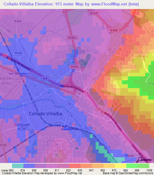 Collado-Villalba,Spain Elevation Map