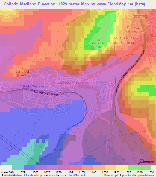 Collado Mediano,Spain Elevation Map